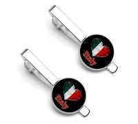 Italy Lover Fashion Men's Tie Clips Silver Tack Pins Cufflinks Shirt Necktie Bar Pinch Suit Tie Accessories