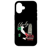 Italy Map And The Leaning Tower Of Pisa Italia Flag Case for iPhone 16