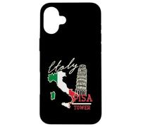 Italy Map And The Leaning Tower Of Pisa Italia Flag Case for iPhone 16 Plus