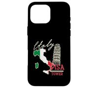 Italy Map And The Leaning Tower Of Pisa Italia Flag Case for iPhone 16 Pro Max
