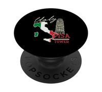 Italy Map And The Leaning Tower Of Pisa Italia Flag PopSockets Adhesive PopGrip