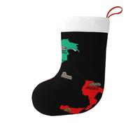 Italy Map Cities Marked Christmas Stocking 17.7", Festive Hanging Sock for Fireplace Mantel, Holiday Decorations