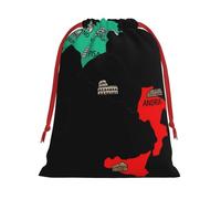 Italy Map Cities Marked Print Holiday Drawstring Gift Bags, Jewelry Pouch, Reusable Christmas Party Favor Pouchs, M