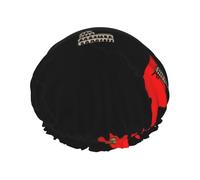 Italy Map Cities Marked Print Large Waterproof Shower Bonnet For Women Long Hair, Washable Elastic Band Bath Hair Hat