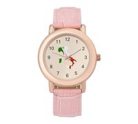 Italy Map Flag Womens Elegant Watch Analogue Quartz Watch Leather Band Wristwatch
