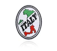 Italy Map Patch, Italian Flag Tricolore with Italy Text Across the Peninsula Embroidered Patch, Iron-On/Sew-On DIY Craft for Backpacks Hats Jackets Jeans Clothing, Travel Souvenir Gift for Travelers