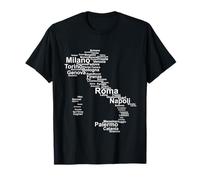 Italy Map Silhouette Towns Cities Rome Milan Travel Italia T-Shirt