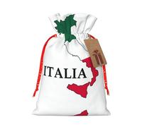 Italy Map With Colors Print Holiday Burlap Gift Bag With Drawstring, Small Party Favor Pouches For Christmas Gifting-S Size