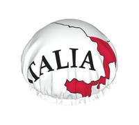 Italy Map With Colors Print Large Waterproof Shower Bonnet For Women Long Hair, Washable Elastic Band Bath Hair Hat