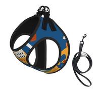 Italy Map With Cultural Symbo Print Small Dog Harness And Leash Set, Adjustable Soft Vest With 360° Reflective Straps For Cats Puppy