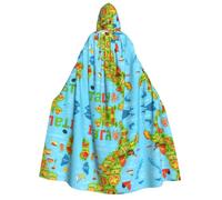 Italy Map With Food Icons Adult Hooded Cloak Vampire Witch Cape Halloween Christmas Cosplay Costumes Themed Parties