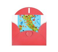 Italy Map With Food Icons Greeting Card With Envelope (160 x 120 mm) for Birthday/Wedding/Invitation/Christmas/New Year