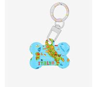 Italy Map with Food Icons Printing Bone Shaped Dog Tag Pet Id Tags,Acrylic Dog Tags Cat Tags with Ring for Dog Cat,Pendant Crafts