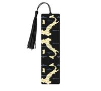 Italy Map with Sea Names Print Reading Page Markers, 5pcs Wooden Bookmarks with Tassels,Teachers Reading Book Lovers Gifts