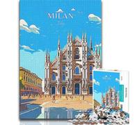 Italy Milan Travel Adult Jigsaw Puzzles 1000 Pieces,Staycation Kill Time Every Piece Is Unique - Challenging Family Fun Game 50x75cm