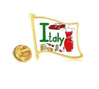 Italy National symbol Landmark Pattern Golden Metal Flag Lapel Pin Badge