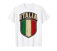 Italy National Tricolor Shield Heraldic Vintage Style Value Graphic T-Shirt, Men, White, M