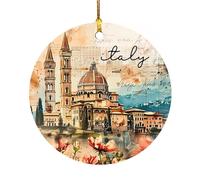 Italy Ornament Italian Christmas Ornaments for Tree, Souvenir Gifts from Italy Xmas Ornament, Florence Tuscany Positano Sorrento Italia Ceramic Travel Keepsake - BUON Natale Decorations (Tuscany)