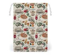 Italy Pizza European Italian Food Drawstring Bags Portable Makeup Pouch Gift Bag Storage Organiser