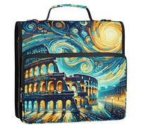 Italy Roman Colosseum Sky 3 Ring Binders 1 1/2 Inch D Ring Binder Zipper Organizer Binder with Shoulder Strap for School Work Portfolio & Case Ring Folder Holder