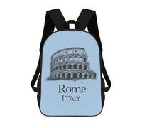 Italy Rome Printed 17 Inch Daypack Unisex Shoulder Backpacks Travel Laptop Backpack for Women Men