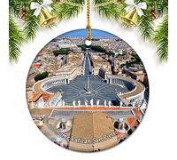 Italy Rome Vatican San Pietro Christmas Ornaments for Tree Ceramic Pendant Double Sided Ornament Decor Xmas Gifts Porcelain Travel Souvenirs