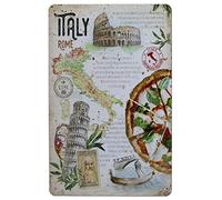 Italy Rome Vintage Tin Metal Sign Home Wall Plaque Decor