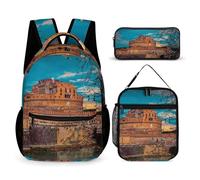 Italy Rome1 Ancient Architecture Backpacks With Lunch Bag Pencil Pen Case Cute Laptop Travel Daypack 3 Piece Set