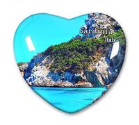 Italy Sardinia Fridge Magnet Refrigerator Stickers Collection Decorative Magnet Travel Souvenir Heart-Shaped Crystal Glass