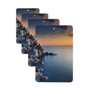 Italy Sea at Sunset Car Air Freshener Cards for Women Men 4 Pack Cute Car Accessories Long Lasting Scent Car Diffuser Hanging Auto Aromatherapy Tablets Car Fresheners Gifts
