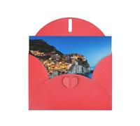 Italy Sea at Sunset Red prints Greeting Cards 6x4-inch with Envelope | Perfect for writing greetings and thank-you notes