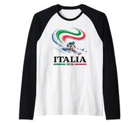 Italy Ski Racer Design Winter Sports Alpine Speed Design Raglan Baseball Tee