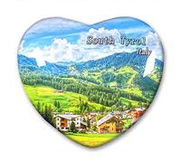 Italy South Tyrol Fridge Magnet Refrigerator Stickers Collection Decorative Magnet Travel Souvenir Heart-Shaped Crystal Glass