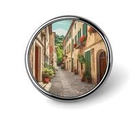 Italy Street Round Badge for Men Women, Durable & Stylish Lapel Pins, Lightweight Metal Badges for Shirts, Jackets, Hats