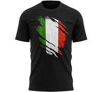 Italy Torn Mens T Shirt, Italy Rugby Gifts, Italia Flag Torn, Italian Gift, Italian Rugby Shirt, GLI Azzurri Present for Him or Her, S, Black