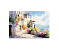 Italy Town Wall Art Poster Streets of Mediterranean Towns Canvas Prints Landscape Picture Poster 24x36inch(60x90cm)