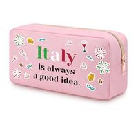 Italy Travel Gift Pink Makeup Bag Italy Themed Gifts for Italy Traveller Women Friends Sister Daughter Italy Lovers Gift Italian Trip Gifts for Italy Traveller Oxford Cloth Travel Toiletry Bag