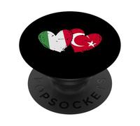 Italy Turkey Heart Flag Türkiye Italian Turkish Friendship PopSockets Adhesive PopGrip