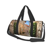 Italy Tuscan Duffle Bag With Shoes Compartment And Adjustable Strap,Foldable Travel Duffel Bags For Men Women,Waterproof Duffel Bags, Black, One Size