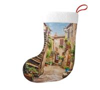 Italy Tuscan Large Christmas Stocking 17.7", Xmas Gift Sock for Family, Hanging Stocking, Party Decor