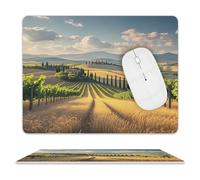 Italy Tuscan Mouse Pad Square Leather Mousepad Waterproof Gaming Mouse Pad with Non-Slip Rubber Base Small Portable Computer Mouse Mat for Desk Laptop Office Home 8 X 10 Inch