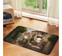 Italy Tuscan Pet Feeding Mat Absorbent Pu Leather Dog Cat Food Mats Contain Spills Protects Floors, Anti-Slip Rubber Backing Dog Bowl Mats Easy Clean Pet Placemats 40x60cm