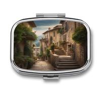 Italy Tuscan pilldispenser 2-Compartment Portable Travel Square PillCase Daily with Store Vitamins Pocket Medicine Organizer for Office Home Fish Oil