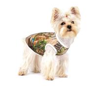 Italy Tuscan Print Adorable Cotton Small Dog Clothes Pet Shirt, Soft Breathable Sleeveless Tank Top For Puppy, Cats And Chihuahua
