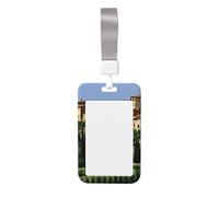 Italy-Tuscan Print Badge Holder with Breakaway Lanyard,Work Name Tag Breakaway Lanyard Id Card Protector Case