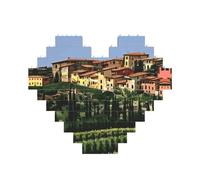 Italy-Tuscan Print Building Brick Block Puzzle Heart Shaped,Christmas Valentines Birthday Anniversary Presents