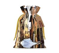 Italy Tuscan Print Christmas Gift Bag, Drawstring Christmas Bags Reusable Gift Bags With Name Tags
