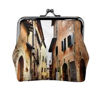 Italy Tuscan Print Coin Purse,Cute Leather Kiss Lock Coin Wallet Portable Wallet for Office and Travel