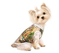 Italy Tuscan print Dog Shirts for Small Dogs Stretchy T-Shirts Lightweight Tank Top Sleeveless Striped Vest