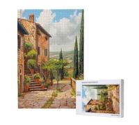 Italy Tuscan Printed 1000 Piece Jigsaw Puzzle for Adults, Cut Brain Teaser Game for Family Home Decor Gift(29.5x19.7 Inch)